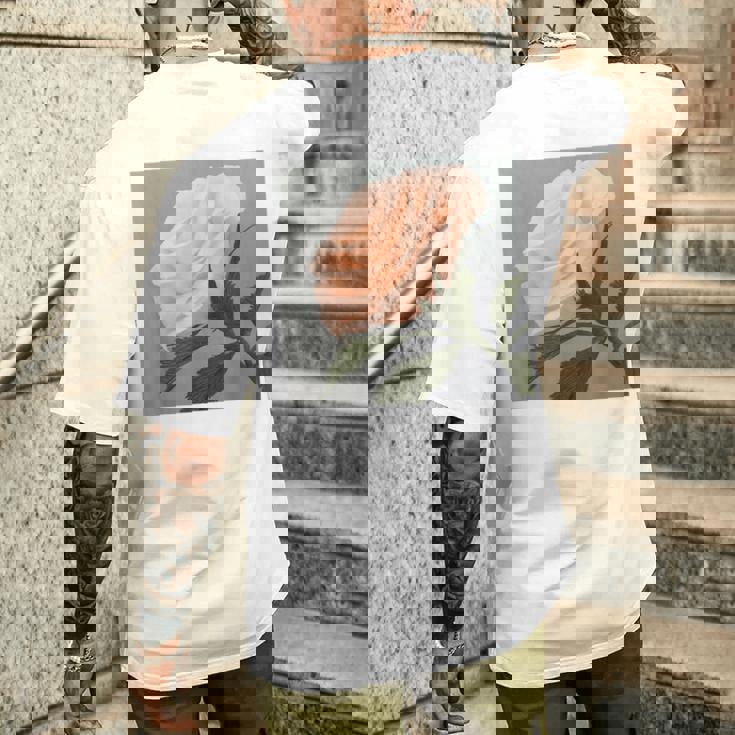 オリジナル現代アート「ピーチローズ」 メンズTシャツ バックプリント 彼への贈り物