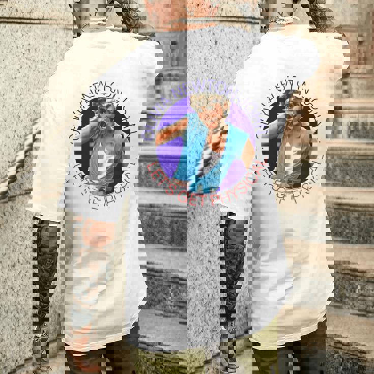 オリビア・ニュートンジョン レッツ・ゲット フィジカルサークル 写真 メンズTシャツ バックプリント 彼への贈り物