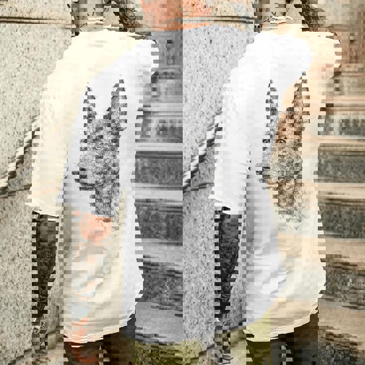 オーストラリアンケルピー 犬 モチーフ ペット アートワーク オーストラリアンケルピー メンズTシャツ バックプリント 彼への贈り物