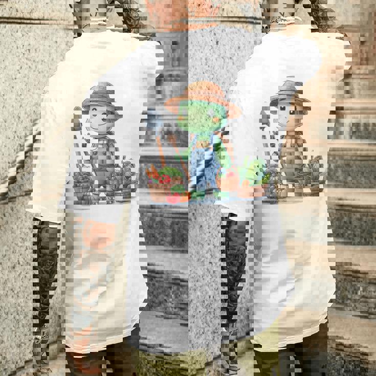 カメは農夫、かわいいデザイン。 メンズTシャツ バックプリント 彼への贈り物