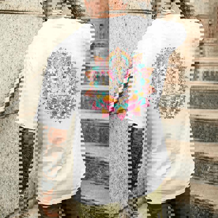 ガネーシャシンボル ヨガ ヒンドゥー教 象 神 ガネーシャ プージャ 長袖tシャツ メンズTシャツ バックプリント 彼への贈り物