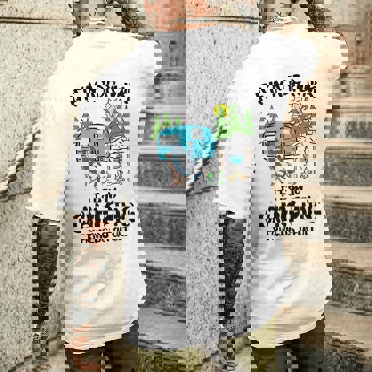 キャンプ 楽しい キャンピング 面白い キャンプファイヤー キャンピングカー 旅 メンズTシャツ バックプリント 彼への贈り物