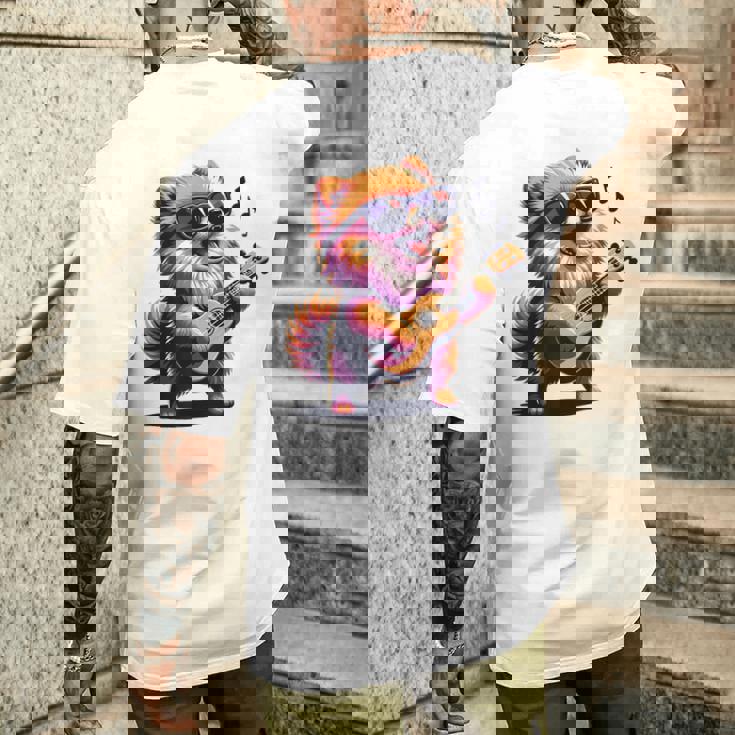 ギターを弾く犬 ポメラニアン 面白い メンズTシャツ バックプリント 彼への贈り物