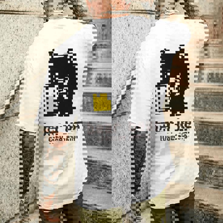 クマ ビール ドット絵 かわいい レトロ メンズTシャツ バックプリント 彼への贈り物