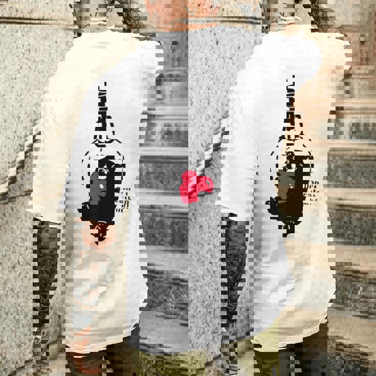 クレーンゲーム アーム Ufoキャッチャー 熊 ぬいぐるみ シルエット イラスト おもしろ Don't Catch Me メンズTシャツ バックプリント 彼への贈り物