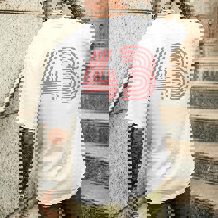 クールなレトロなレタリングジャージ、背番号43 Fourtythree メンズTシャツ バックプリント 彼への贈り物