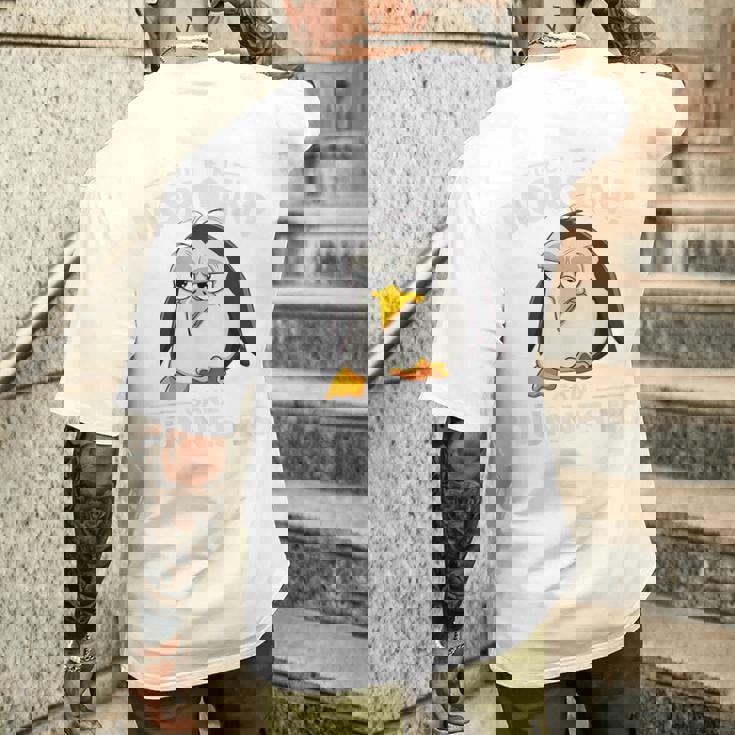 グーテン・モルゲン極薄アイスクリーム おもしろモーニンググループ ペンギン メンズTシャツ バックプリント 彼への贈り物