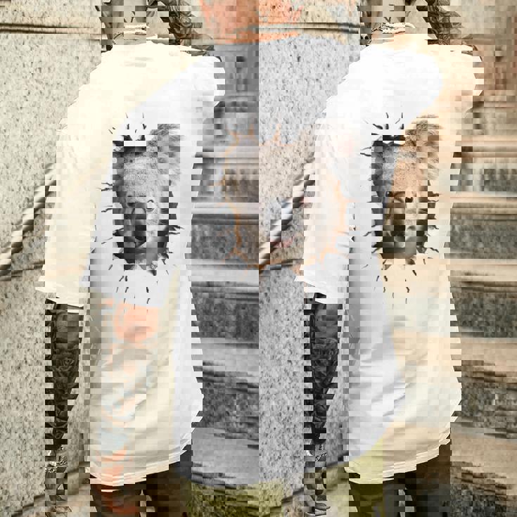 コアラ アニマル柄 動物園 ポートレート イラスト かわいい コアラ メンズTシャツ バックプリント 彼への贈り物