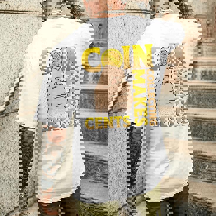 コイン収集はセント硬貨を集めるコインコレクター メンズTシャツ バックプリント 彼への贈り物