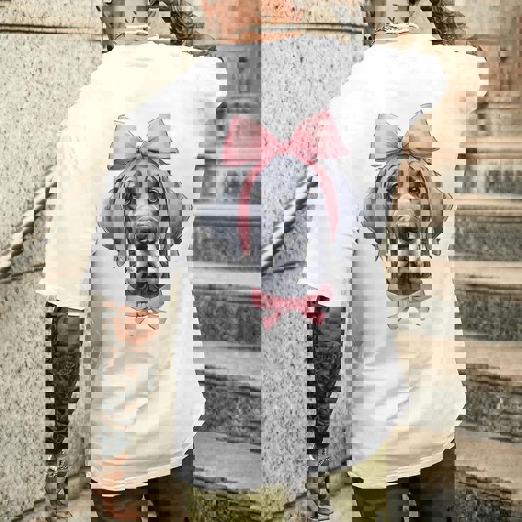 コケットボウ グレートデーン 犬 ママ ピンクリボン キュート 母の日 メンズTシャツ バックプリント 彼への贈り物