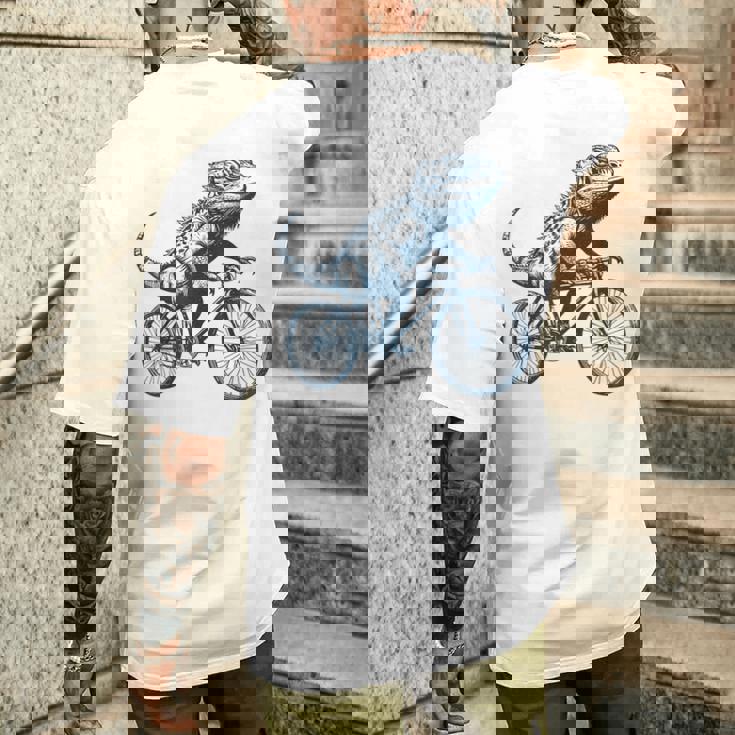 サイクリングトカゲ、爬虫類、爬虫類学、フトアゴヒゲトカゲ メンズTシャツ バックプリント 彼への贈り物