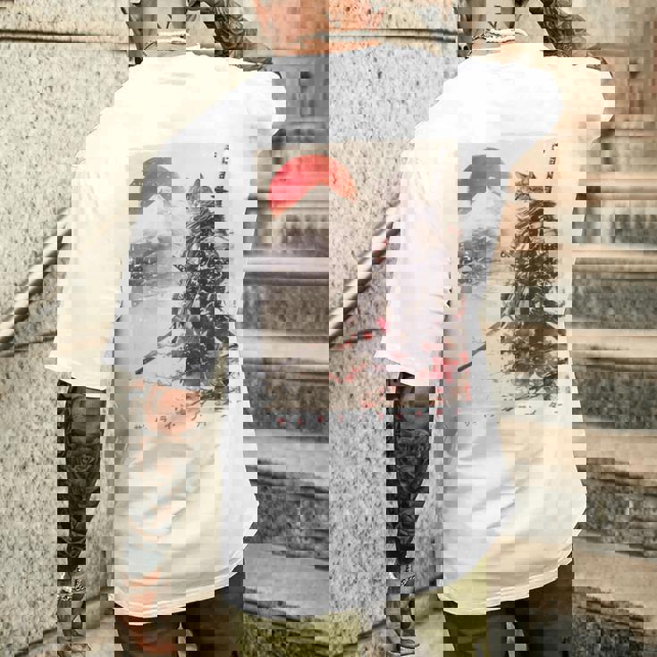 サムライ 猫戦士 浮世 墨絵 猫 サムライ 長袖tシャツ メンズTシャツ バックプリント 彼への贈り物