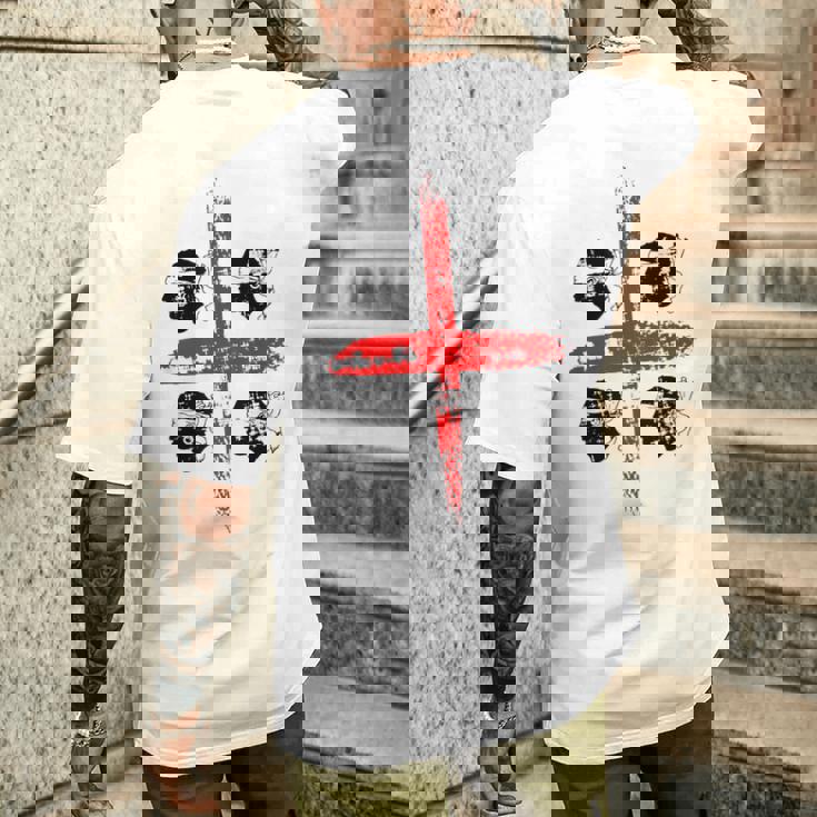 サルディニア国旗イタリア、四つのムーア国旗、グランジアート効果 メンズTシャツ バックプリント 彼への贈り物