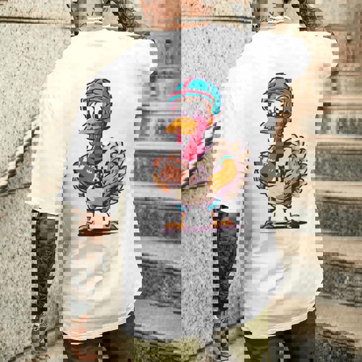 サンクスギビング かわいい七面鳥 アメリカンフットボール ボーイズ キッズ メンズTシャツ バックプリント 彼への贈り物