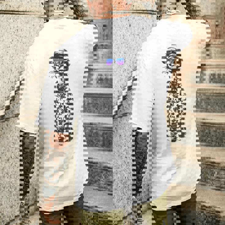 サングラスとヘッドフォンをしたミーアキャット メンズTシャツ バックプリント 彼への贈り物