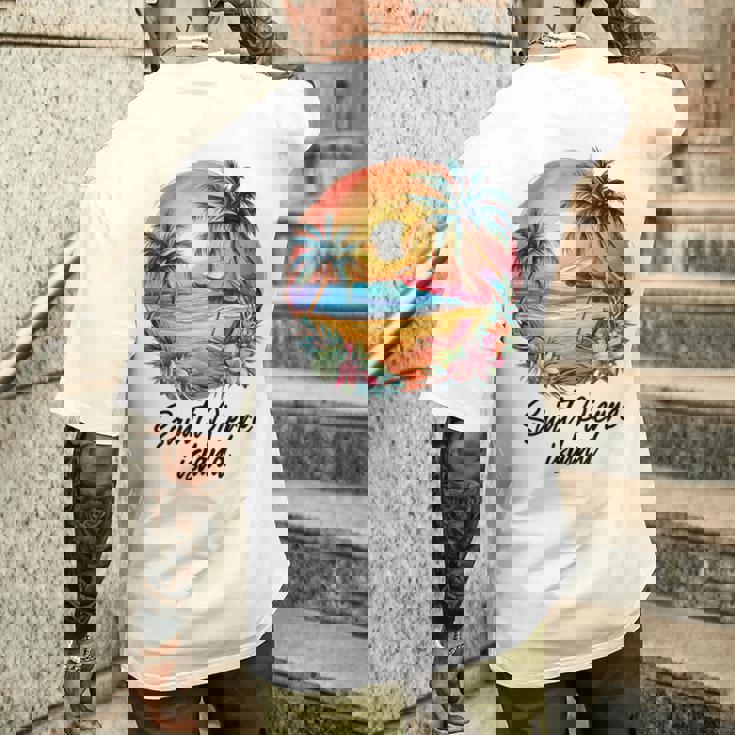 サンピエール島旅行、フランス観光夏休み メンズTシャツ バックプリント 彼への贈り物