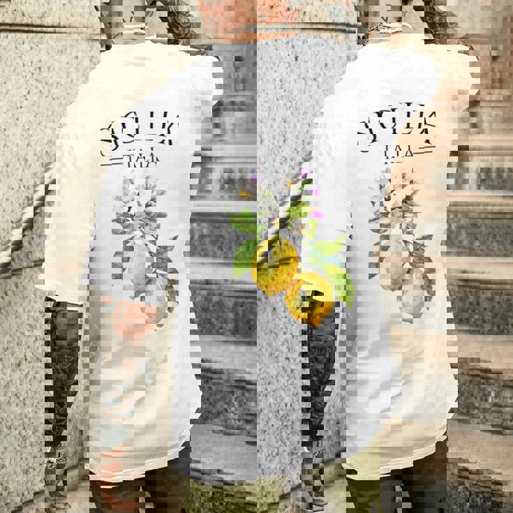 シチリア イタリア土産 イタリア レモン メンズTシャツ バックプリント 彼への贈り物