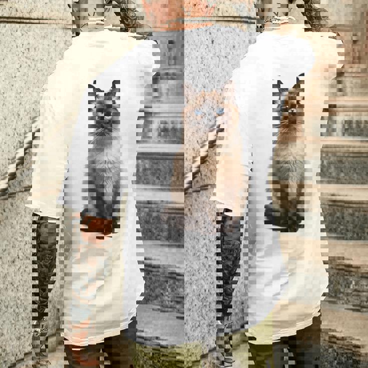 シャム猫 美人 雄大なシャム猫 ラブリーシャム猫 メンズTシャツ バックプリント 彼への贈り物