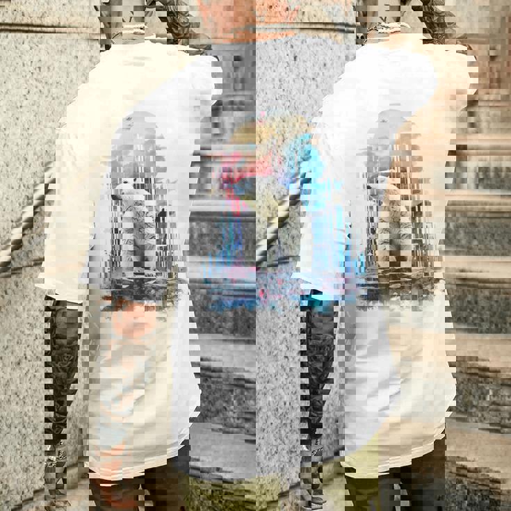 シロクマ 動物 カラフル 動物園 アート 描画 シロクマ メンズTシャツ バックプリント 彼への贈り物