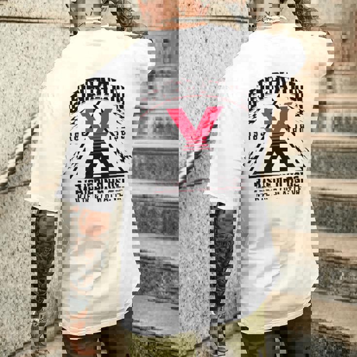 ジェネレーションxはホースウォーターで育ちました 1965 1980 メンズTシャツ バックプリント 彼への贈り物