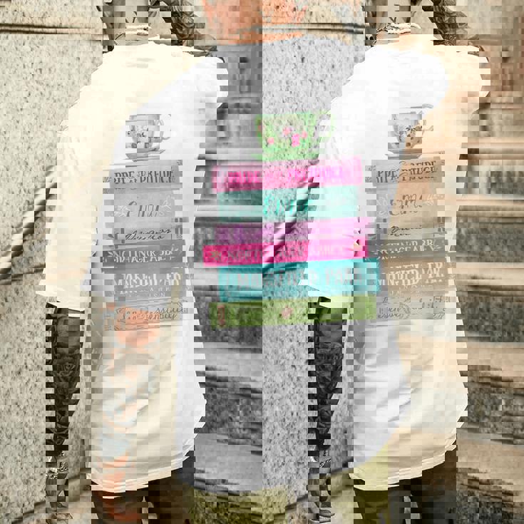 ジェーン・オースティン 本 スタック ティー 文学 文学 メンズTシャツ バックプリント 彼への贈り物