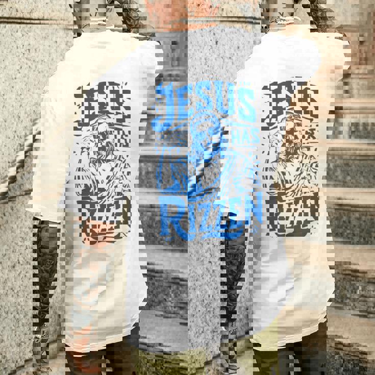 ジーザス・ハズ・リズン・ファニー・ジーザス・ミームリズ・ヤング・クリスチャン メンズTシャツ バックプリント 彼への贈り物