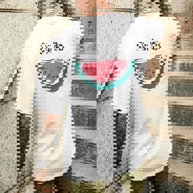 スイカuika 果物 すいか フルーツ スイカ好き かわいい おしゃれ シンプル メンズTシャツ バックプリント 彼への贈り物