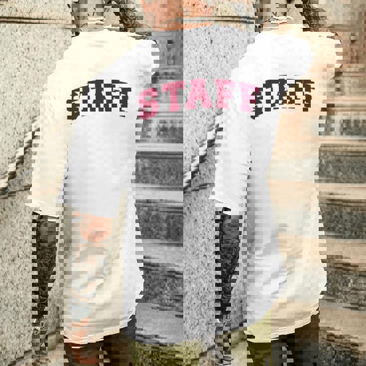 スタッフ スタッフ ギフト イベント 従業員代表チーム バックプリント レッド メンズTシャツ バックプリント 彼への贈り物