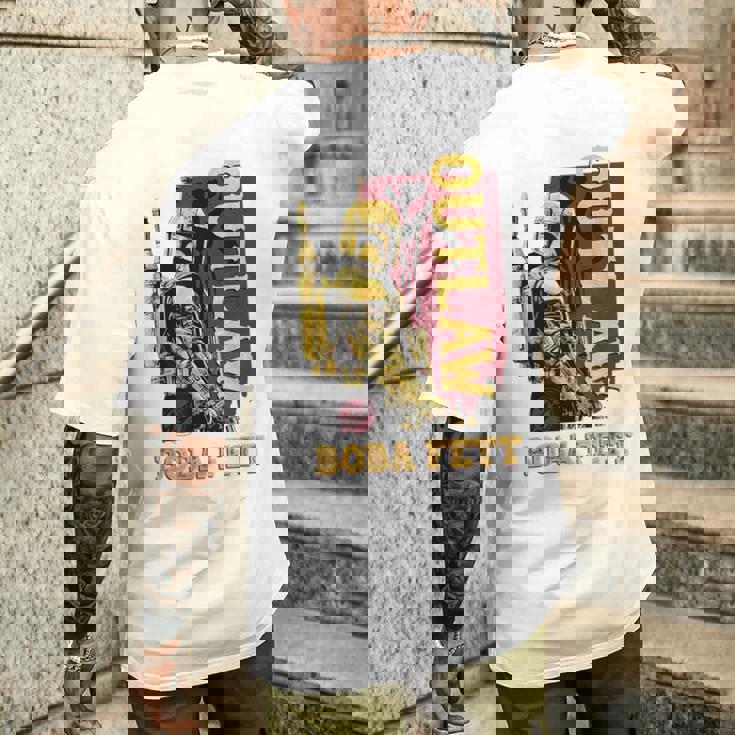 スターウォーズ ボバ・フェットの本 アウトロー 叙事詩 レトロ ポートレート メンズTシャツ バックプリント 彼への贈り物