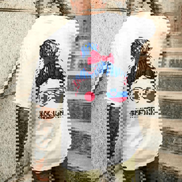 スロベニア 日本国旗 スロベニア 日本の散らかったお団子 メンズTシャツ バックプリント 彼への贈り物