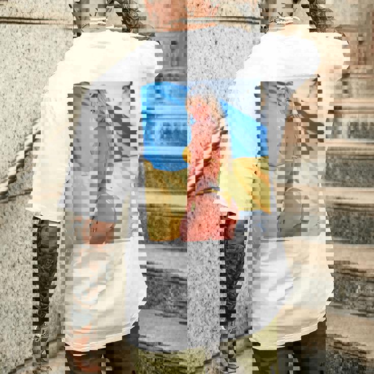 セクシーガールグラフィックtシャツ 「モダンピンナップガール&ウクライナ国旗2」 長袖tシャツ メンズTシャツ バックプリント 彼への贈り物