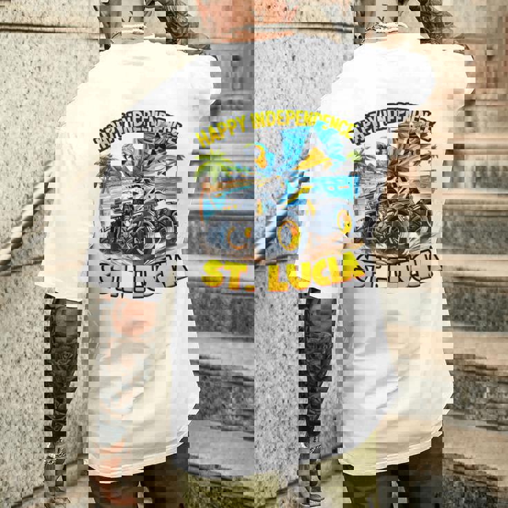 セントルシア 独立 モンスタートラックフラッグ キッズ ガールズ ティーン メンズTシャツ バックプリント 彼への贈り物