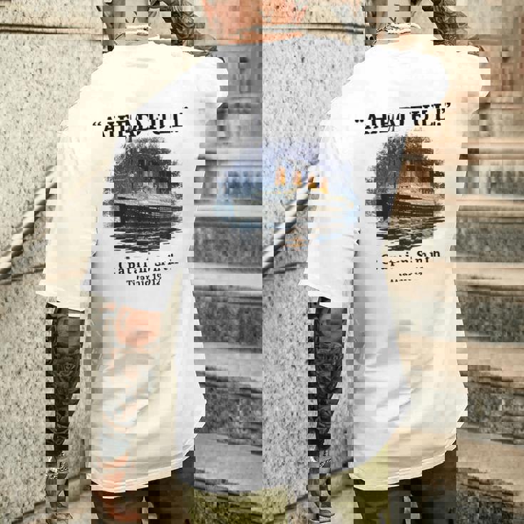 タイタニック・アヘッド フルクルーズ船 キャプテン・スミス 1912 タイタニック メンズTシャツ バックプリント 彼への贈り物