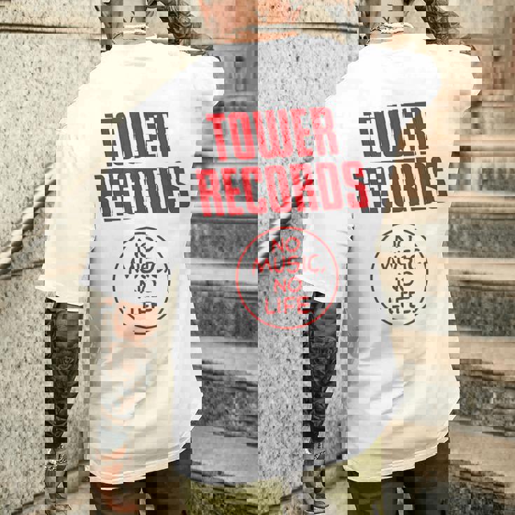 タワーレコード 音楽 レトロ ヴィンテージ 生活 メンズTシャツ バックプリント 彼への贈り物