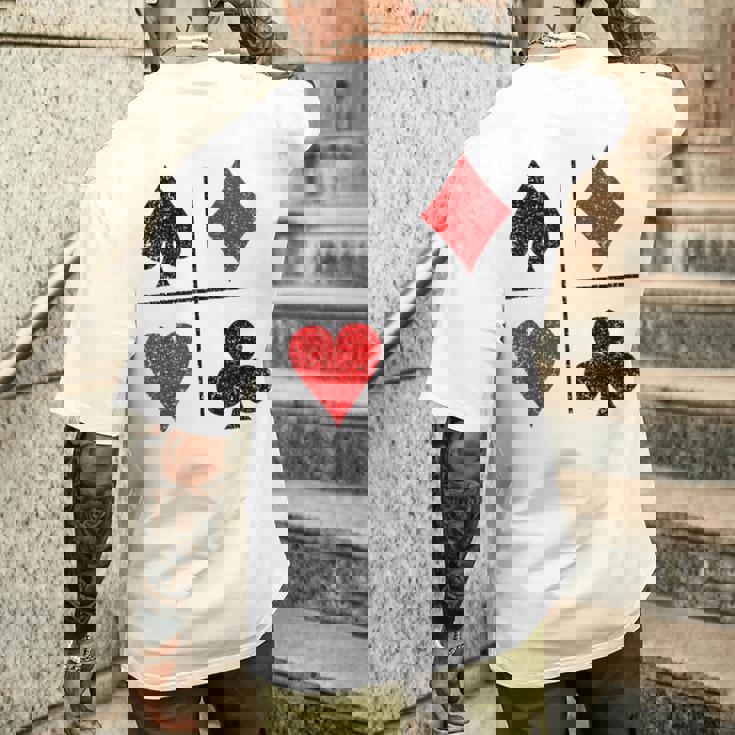 ダイヤモンド スペード ハーツ クラブ トランプスーツ ポーカー メンズTシャツ バックプリント 彼への贈り物