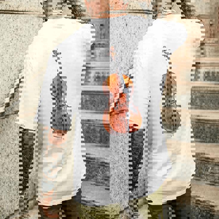 チェロ 楽器 モチーフ アート チェロ メンズTシャツ バックプリント 彼への贈り物