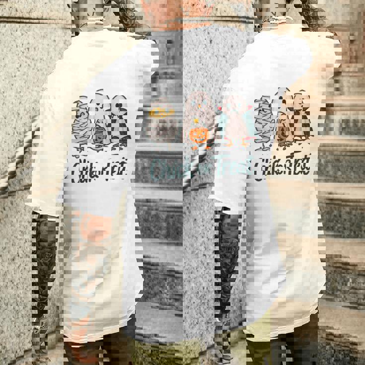 チックオアトリートハロウィンかわいいゴーストヴァンパイア メンズTシャツ バックプリント 彼への贈り物