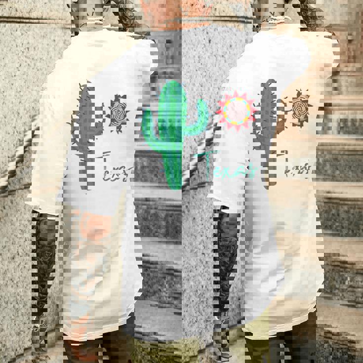 テキサス キュート 気まぐれなサボテン 南西部の太陽 砂漠 バケーション メンズTシャツ バックプリント 彼への贈り物