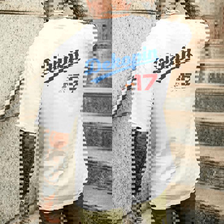 デコピン 大谷 Dekopin 愛犬 Decoy 二刀流 Decopin 野球 ユニホーム風 犬 かわいい 長袖tシャツ メンズTシャツ バックプリント 彼への贈り物