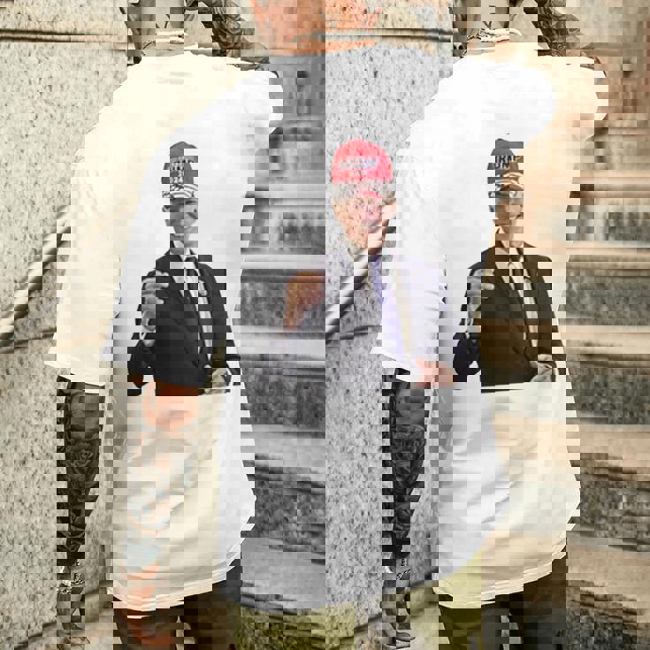 トランプの帽子をかぶったバイデンの陽気なグラフィック 長袖tシャツ メンズTシャツ バックプリント 彼への贈り物