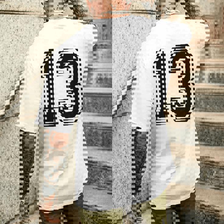 ナンバー13 カレッジスポーツチーム 黒文字 メンズTシャツ バックプリント 彼への贈り物