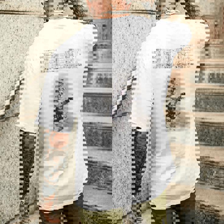 ニャーーーーと叫べ！ ロックな猫 キジトラ 子猫 バンド 長袖tシャツ メンズTシャツ バックプリント 彼への贈り物