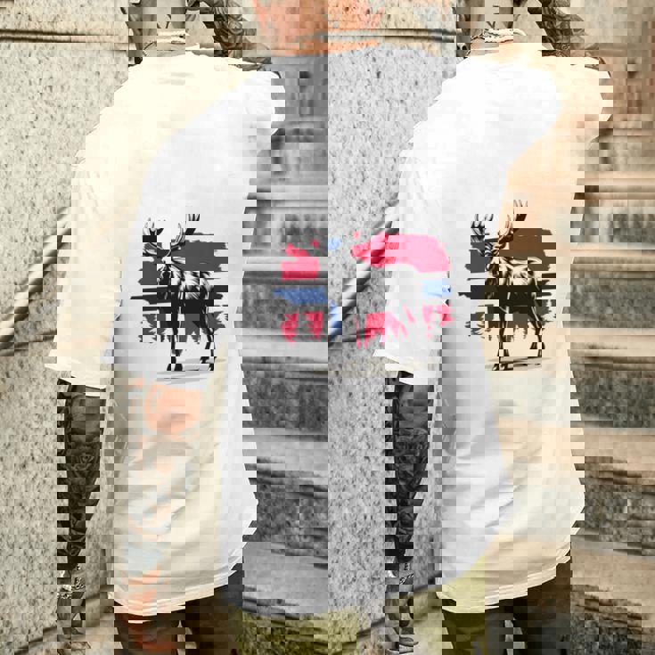 ノルウェー デザイン ヘラジカ ノルウェー国旗 自然 服装 北欧 長袖tシャツ メンズTシャツ バックプリント 彼への贈り物