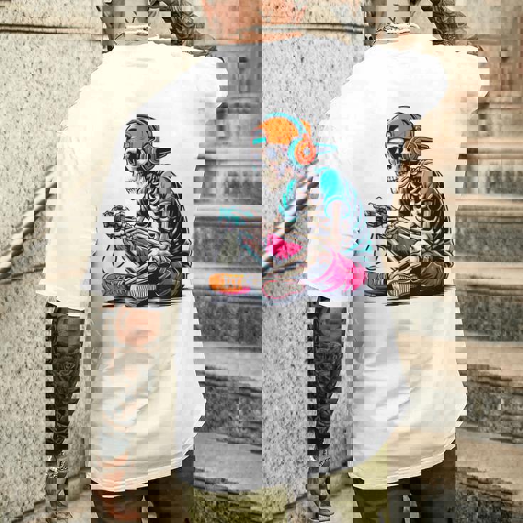 ハロウィン スケルトン ゲーマー おもしろい スケルトン コスチューム ビデオゲーム メンズTシャツ バックプリント 彼への贈り物