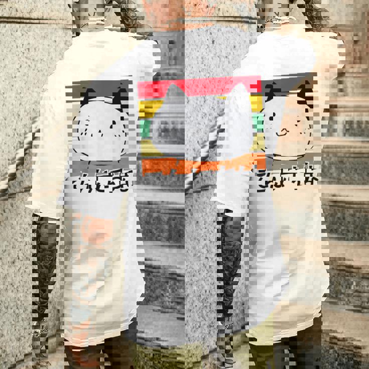 ハローキュートキャット レトロサンセット メンズTシャツ バックプリント 彼への贈り物