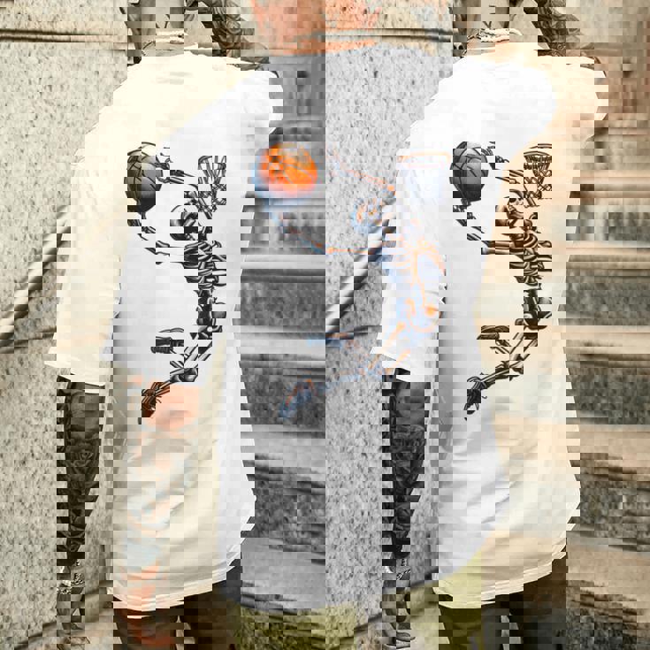 バスケットボール スケルトン ハロウィン 男性 男の子 バスケットボール ハロウィン メンズTシャツ バックプリント 彼への贈り物