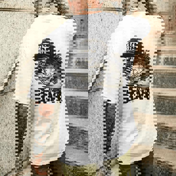 バス釣り クールなグラフィックデザイン 男性 漁師 メンズTシャツ バックプリント 彼への贈り物