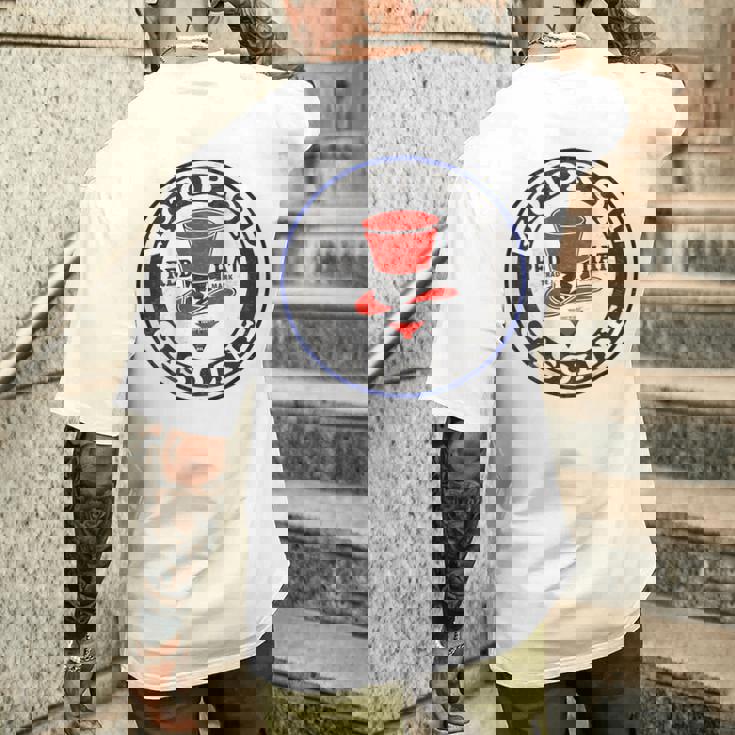 バックプリントのみ レトロ ビンテージ ガソリンスタンド レッドハット モーターオイル メンズTシャツ バックプリント 彼への贈り物