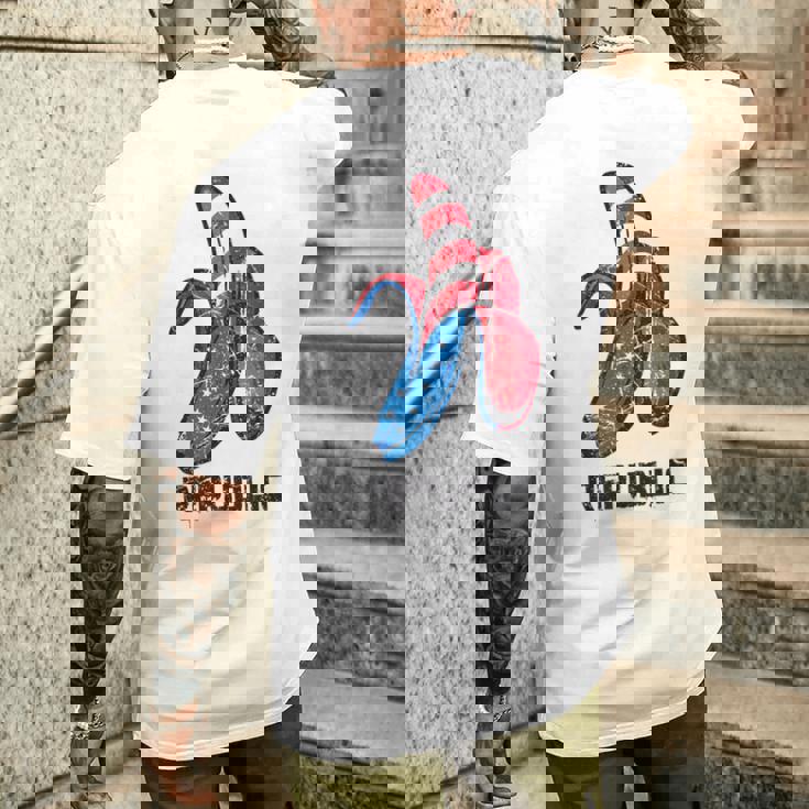 バナナ アメリカ国旗 パトリオット アメリカ パーティー ファニー フルーツ リパブリック メンズTシャツ バックプリント 彼への贈り物