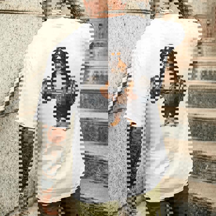 バーニーズマウンテンドッグ ウェイトリフティング フィットネスジム メンズTシャツ バックプリント 彼への贈り物